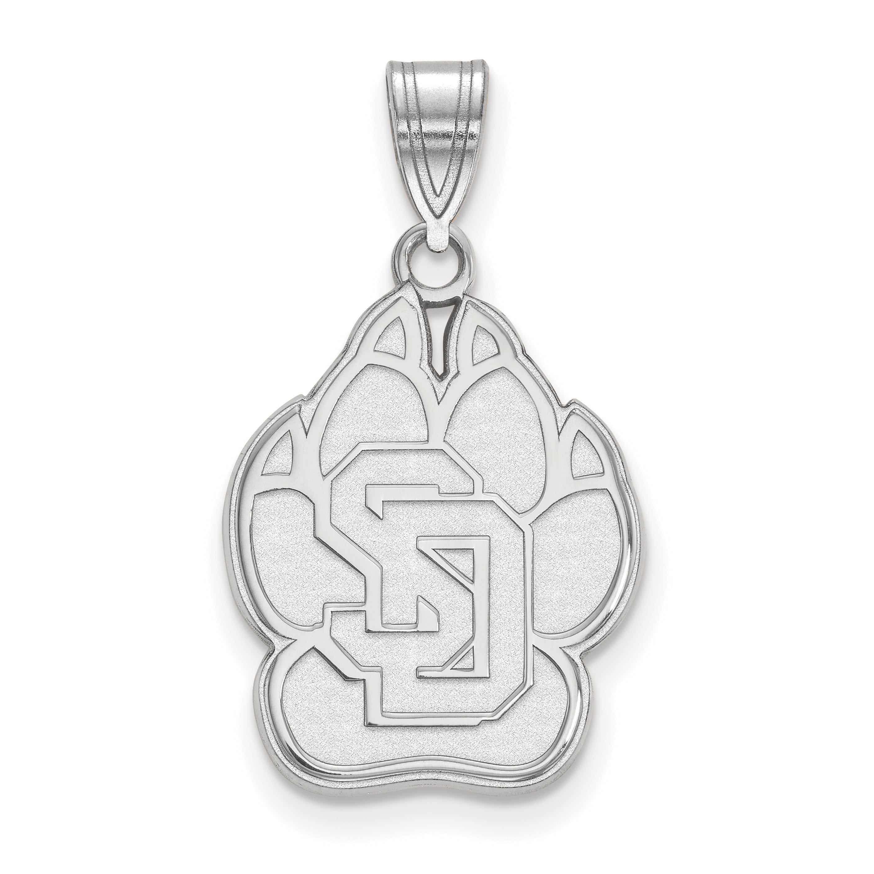 10K White Gold Logoart University Of South Dakota Large Pendant