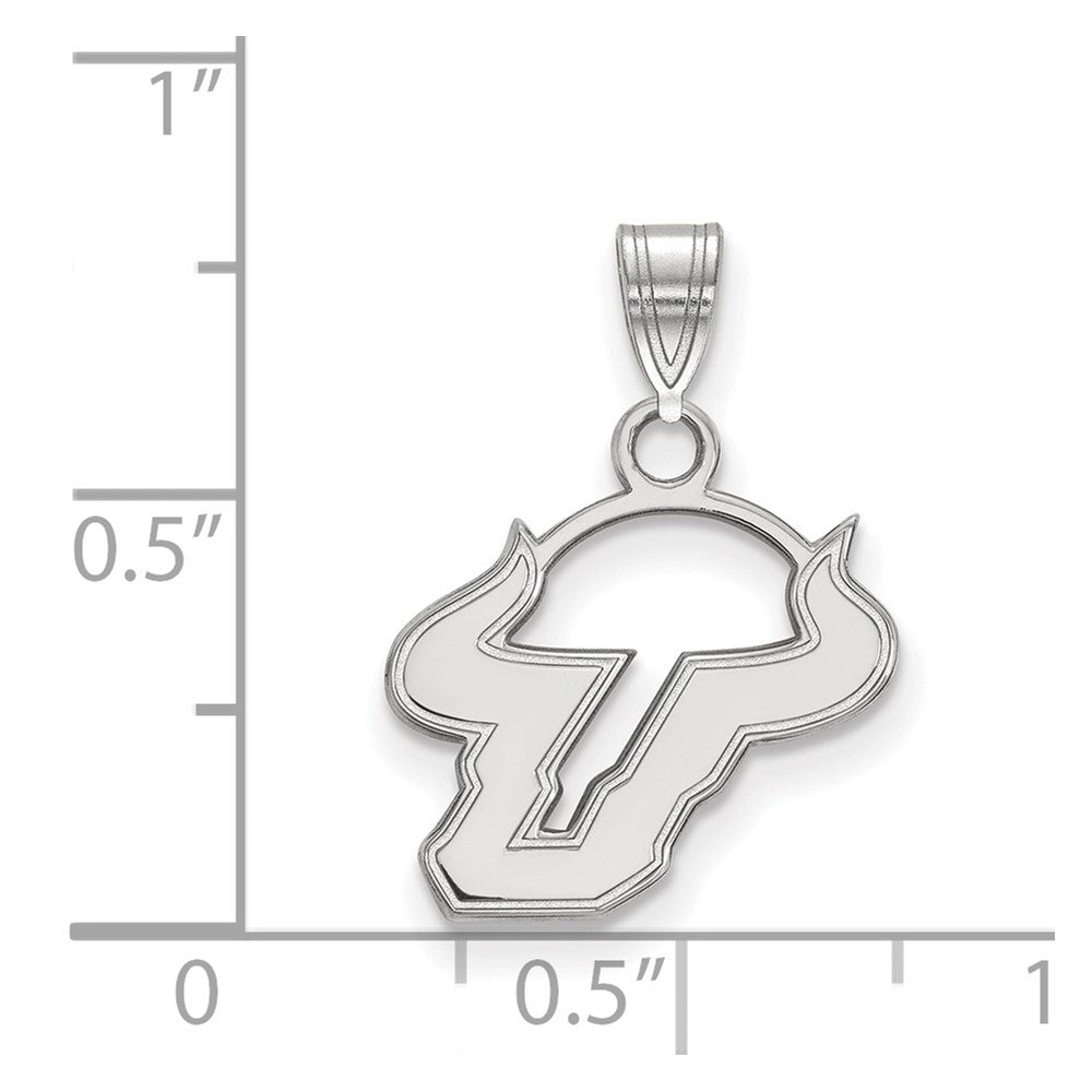 Sterling Silver Rhodium Plated Logoart University Of South Florida Bull Small Pendant