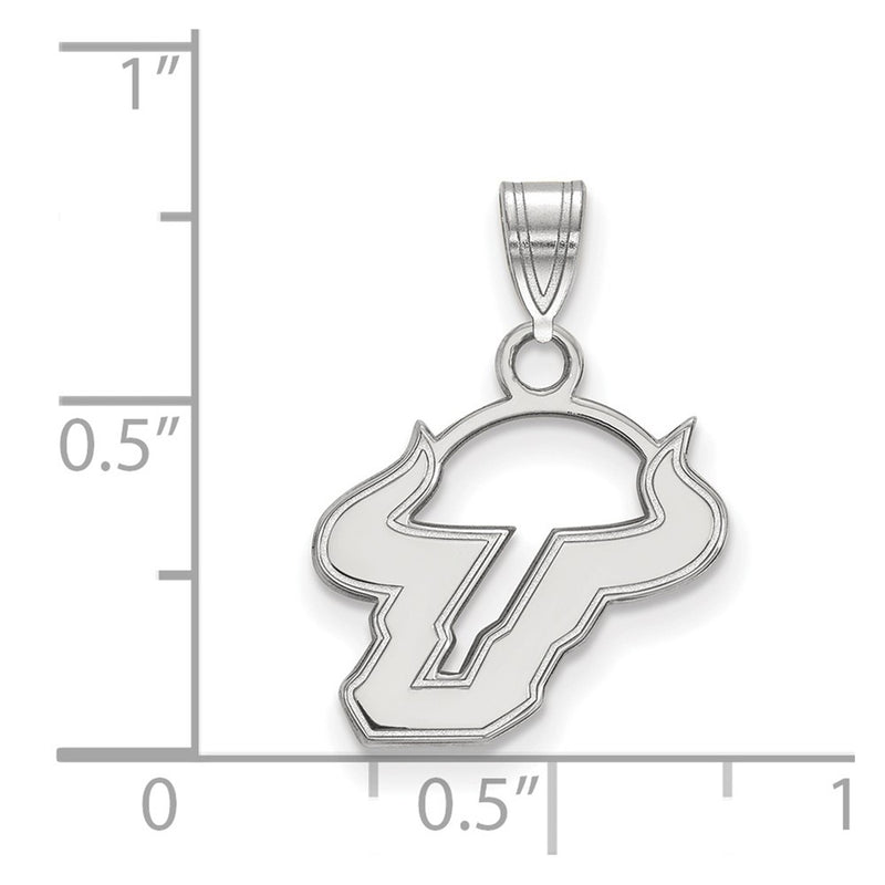Sterling Silver Rhodium Plated Logoart University Of South Florida Bull Small Pendant