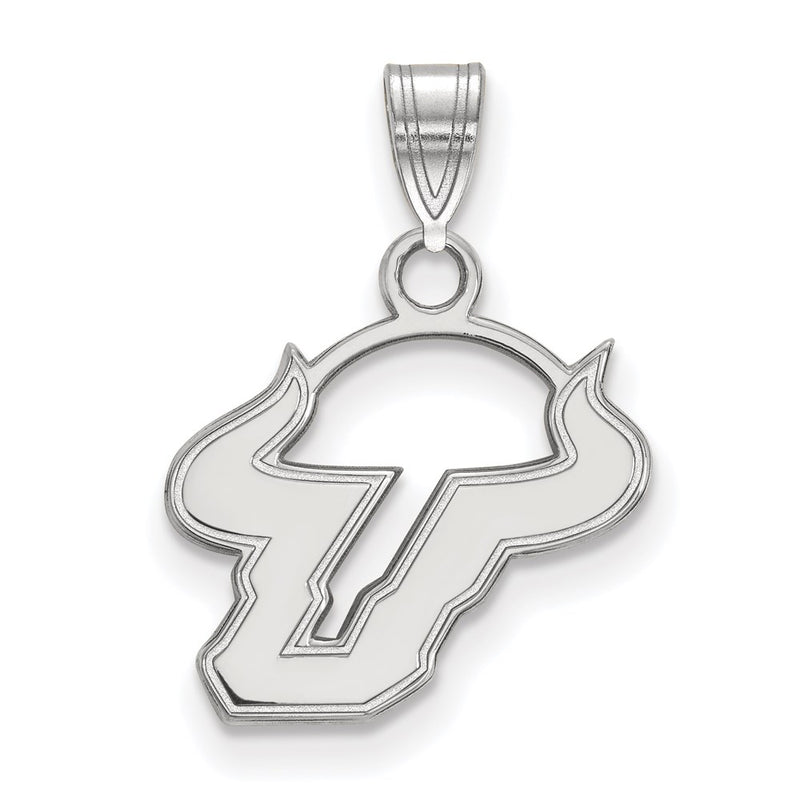 Sterling Silver Rhodium Plated Logoart University Of South Florida Bull Small Pendant