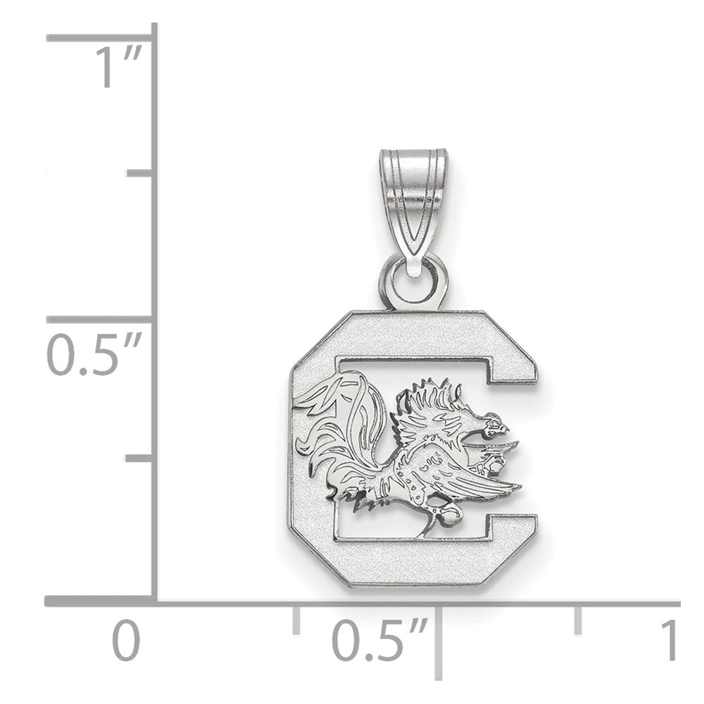 Sterling Silver Rhodium Plated Logoart University Of South Carolina Small Pendant