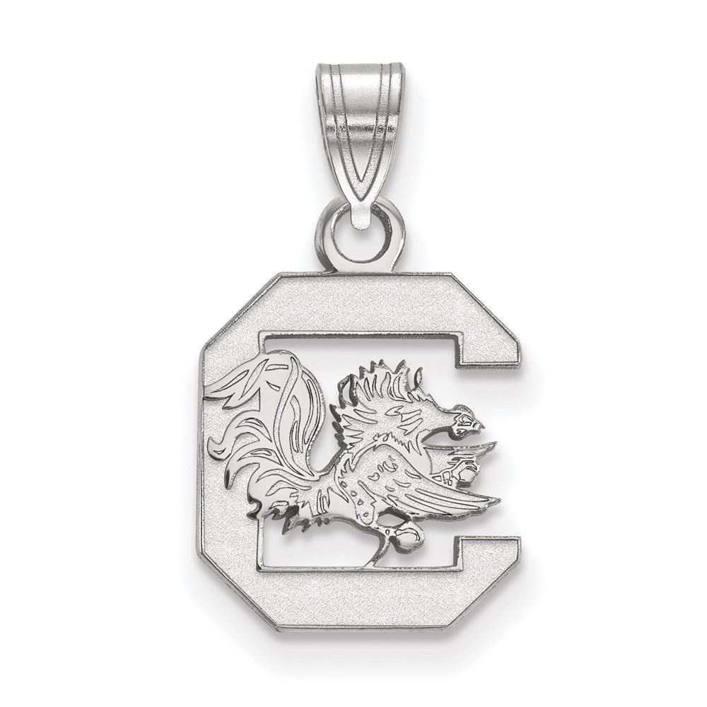 Sterling Silver Rhodium Plated Logoart University Of South Carolina Small Pendant