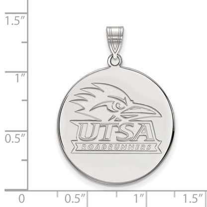 Sterling Silver Rhodium Plated Logoart University Of Texas At San Antonio Extra Large Disc Pendant