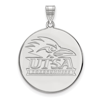 Sterling Silver Rhodium Plated Logoart University Of Texas At San Antonio Extra Large Disc Pendant