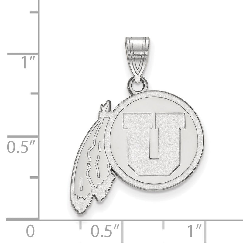 Sterling Silver Rhodium Plated Logoart University Of Utah Large Pendant