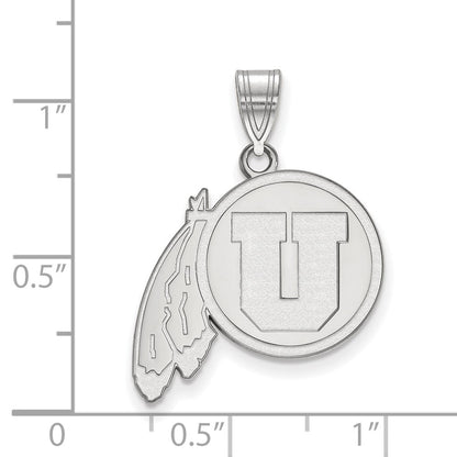 14K White Gold Logoart University Of Utah Large Pendant