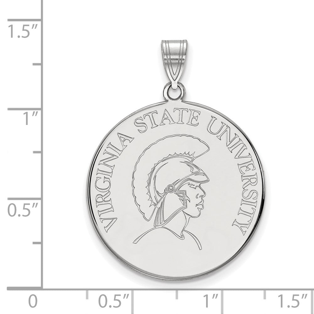 Sterling Silver Rhodium Plated Logoart Virginia State University Extra Large Disc Pendant