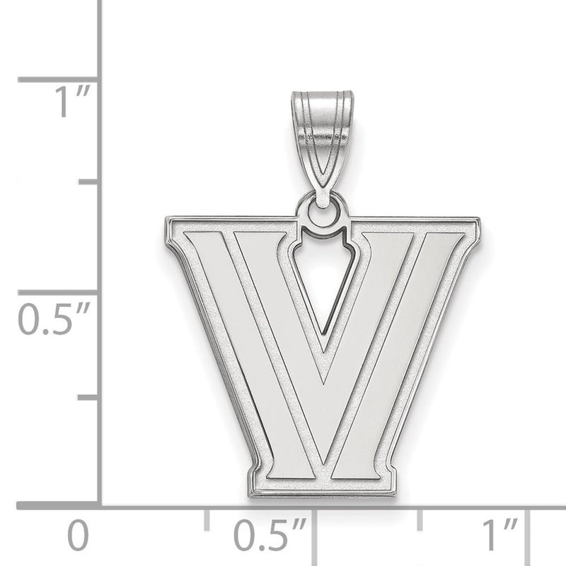 Sterling Silver Rhodium Plated Logoart Villanova University Letter V Medium Pendant