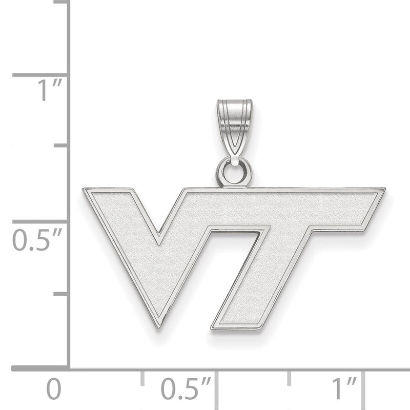Sterling Silver Rhodium Plated Logoart Virginia Tech V T Small Pendant