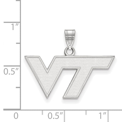10K White Gold Logoart Virginia Tech V T Small Pendant