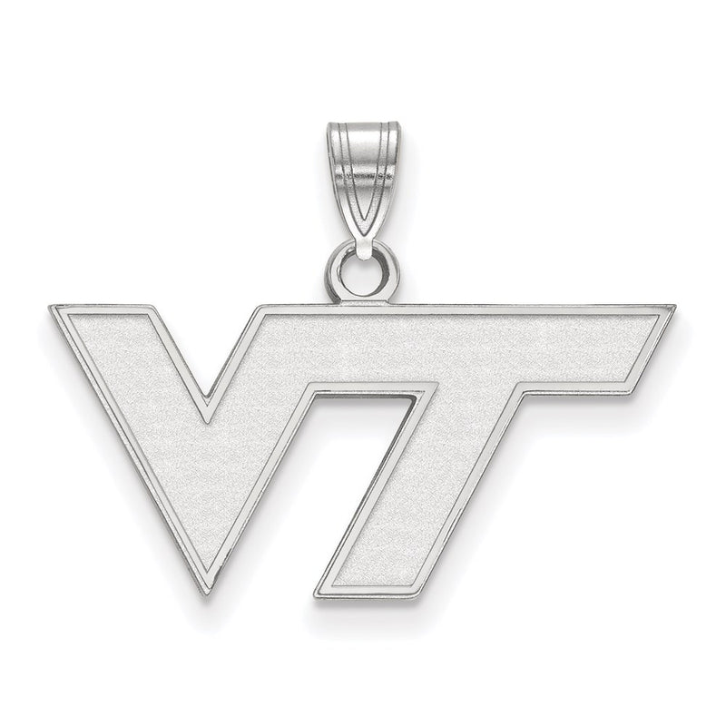 Sterling Silver Rhodium Plated Logoart Virginia Tech V T Small Pendant