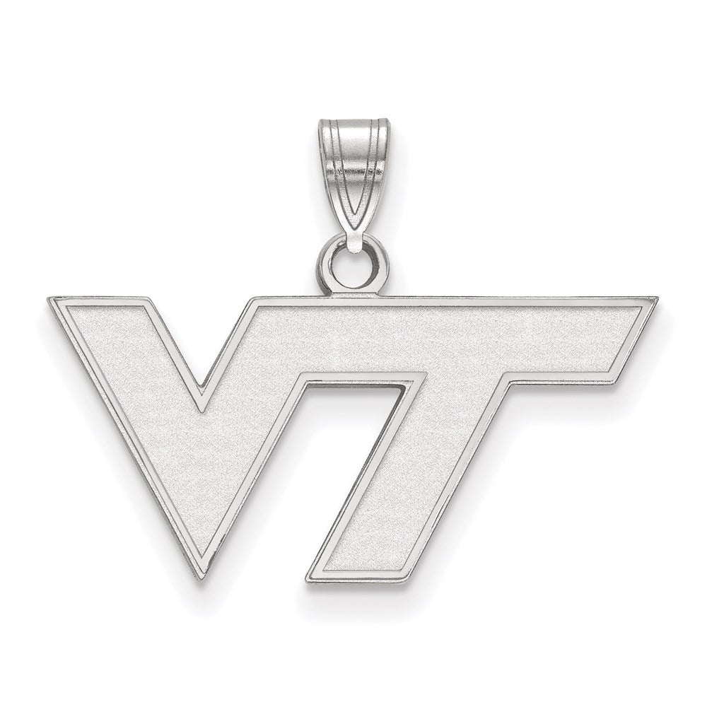 14K White Gold Logoart Virginia Tech V T Small Pendant