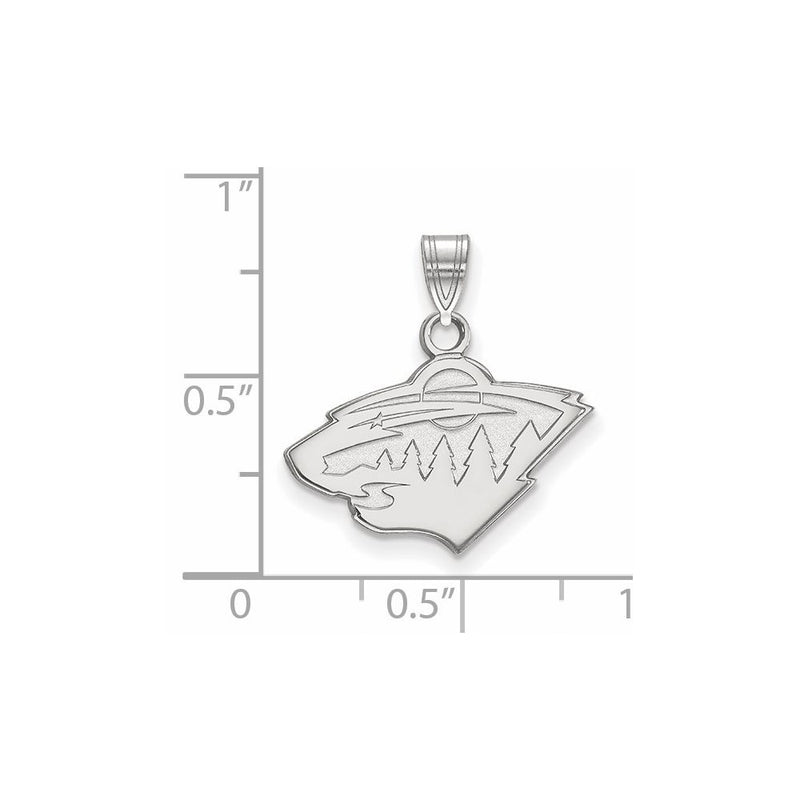 14K White Gold Nhl Logoart Minnesota Wild Small Pendant