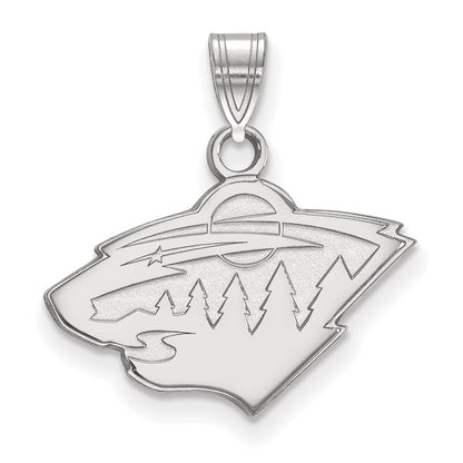 Sterling Silver Rhodium Plated Nhl Logoart Minnesota Wild Small Pendant