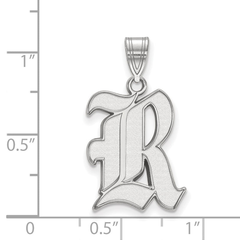 10K White Gold Logoart Rice University Letter R Large Pendant