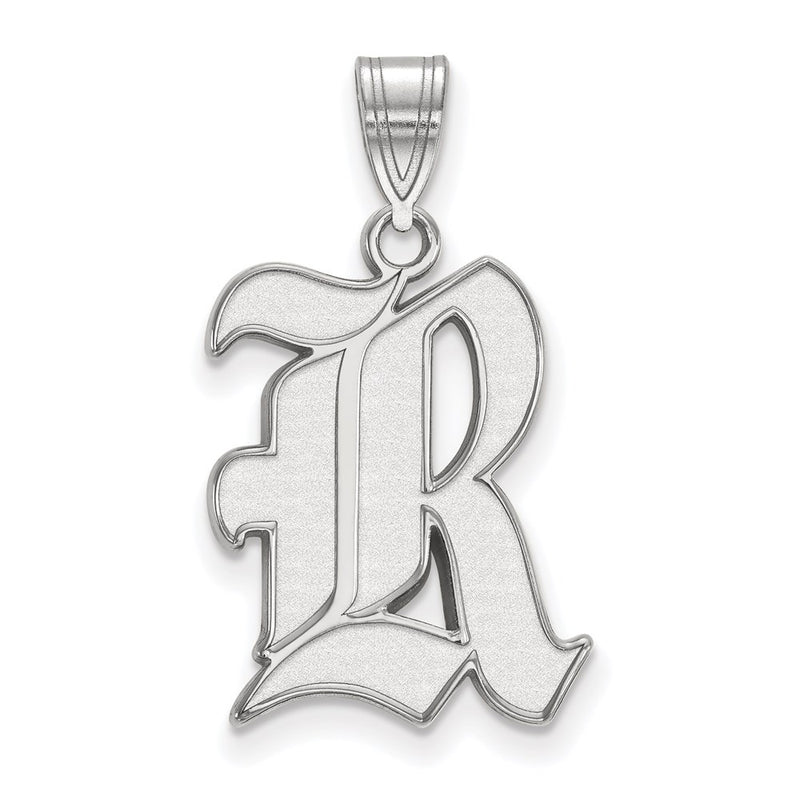 10K White Gold Logoart Rice University Letter R Large Pendant