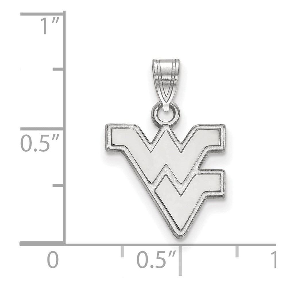 Sterling Silver Rhodium Plated Logoart West Virginia University W V Small Pendant