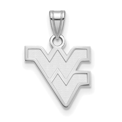 Sterling Silver Rhodium Plated Logoart West Virginia University W V Small Pendant