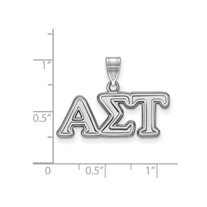 Sterling Silver Rhodium Plated Logoart Alpha Sigma Tau Sorority Greek Letters Medium Pendant
