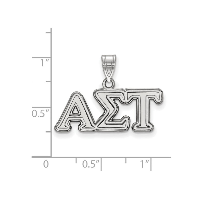 Sterling Silver Rhodium Plated Logoart Alpha Sigma Tau Sorority Greek Letters Medium Pendant