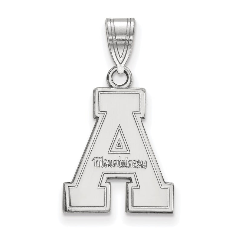 Sterling Silver Rhodium Plated Logoart Appalachian State University Medium Pendant
