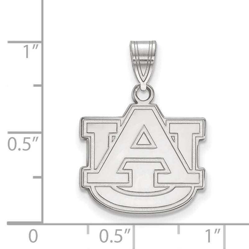 Sterling Silver Rhodium Plated Logoart Auburn University A U Medium Pendant