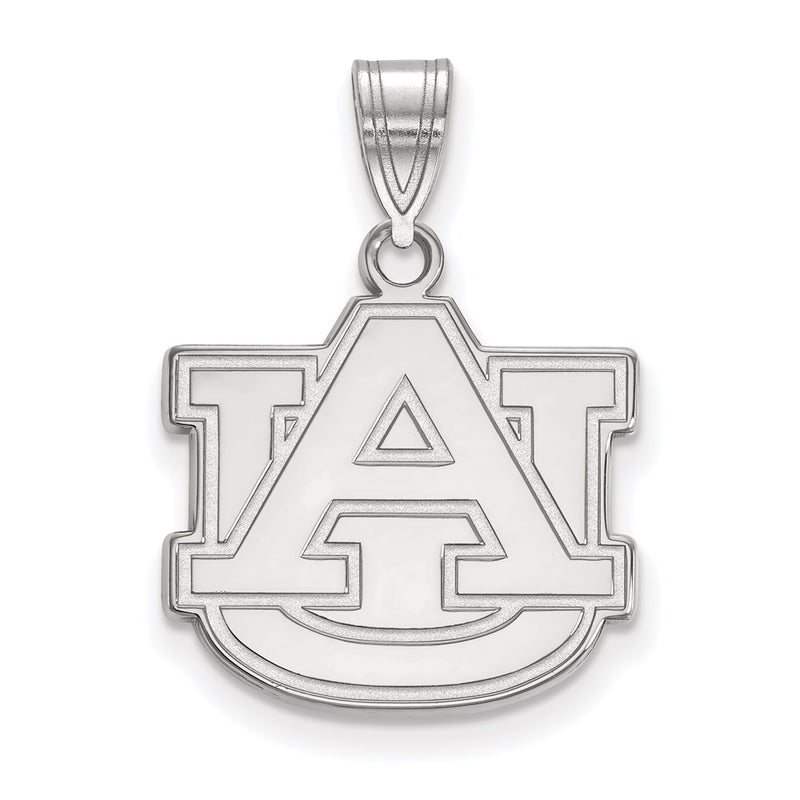 Sterling Silver Rhodium Plated Logoart Auburn University A U Medium Pendant