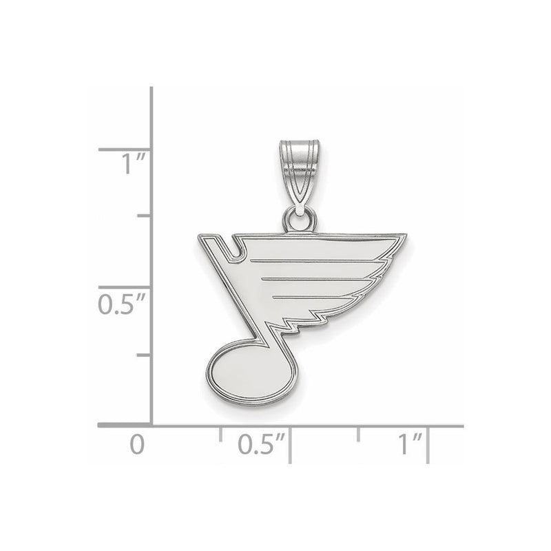 Sterling Silver Rhodium Plated Nhl Logoart St. Louis Blues Medium Pendant