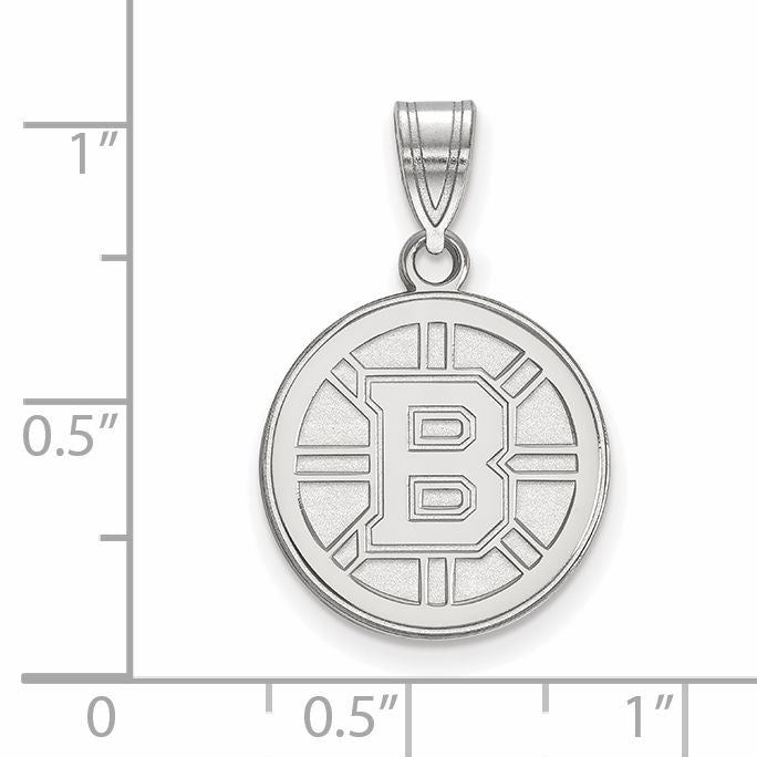 10K White Gold Nhl Logoart Boston Bruins Medium Pendant