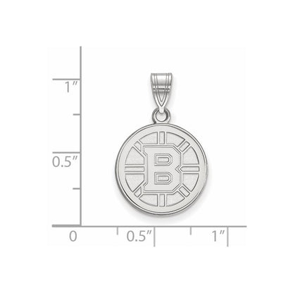 Sterling Silver Rhodium Plated Nhl Logoart Boston Bruins Medium Pendant
