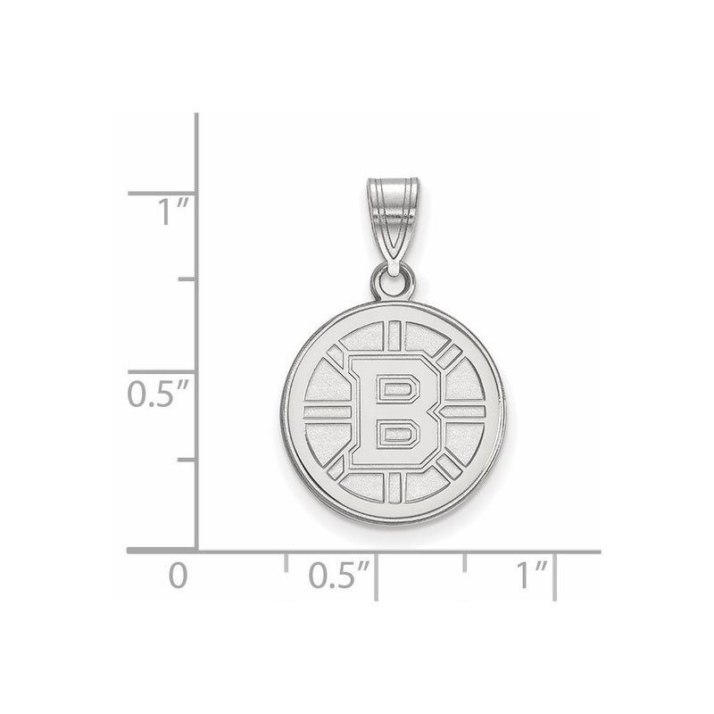 Sterling Silver Rhodium Plated Nhl Logoart Boston Bruins Medium Pendant