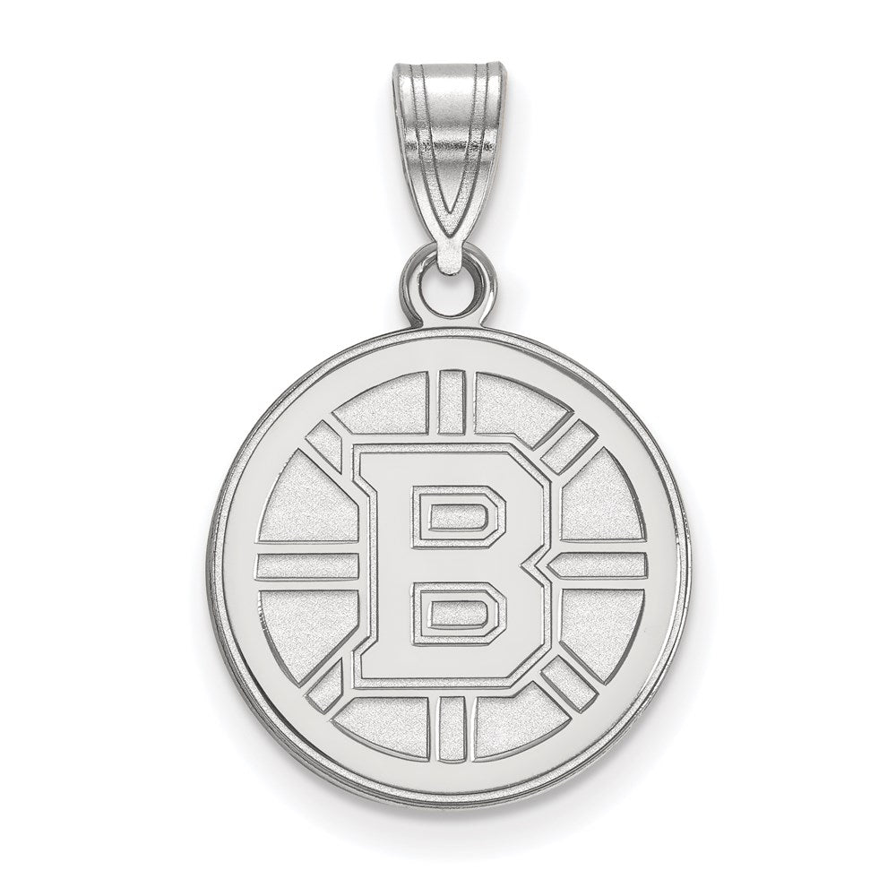 10K White Gold Nhl Logoart Boston Bruins Medium Pendant