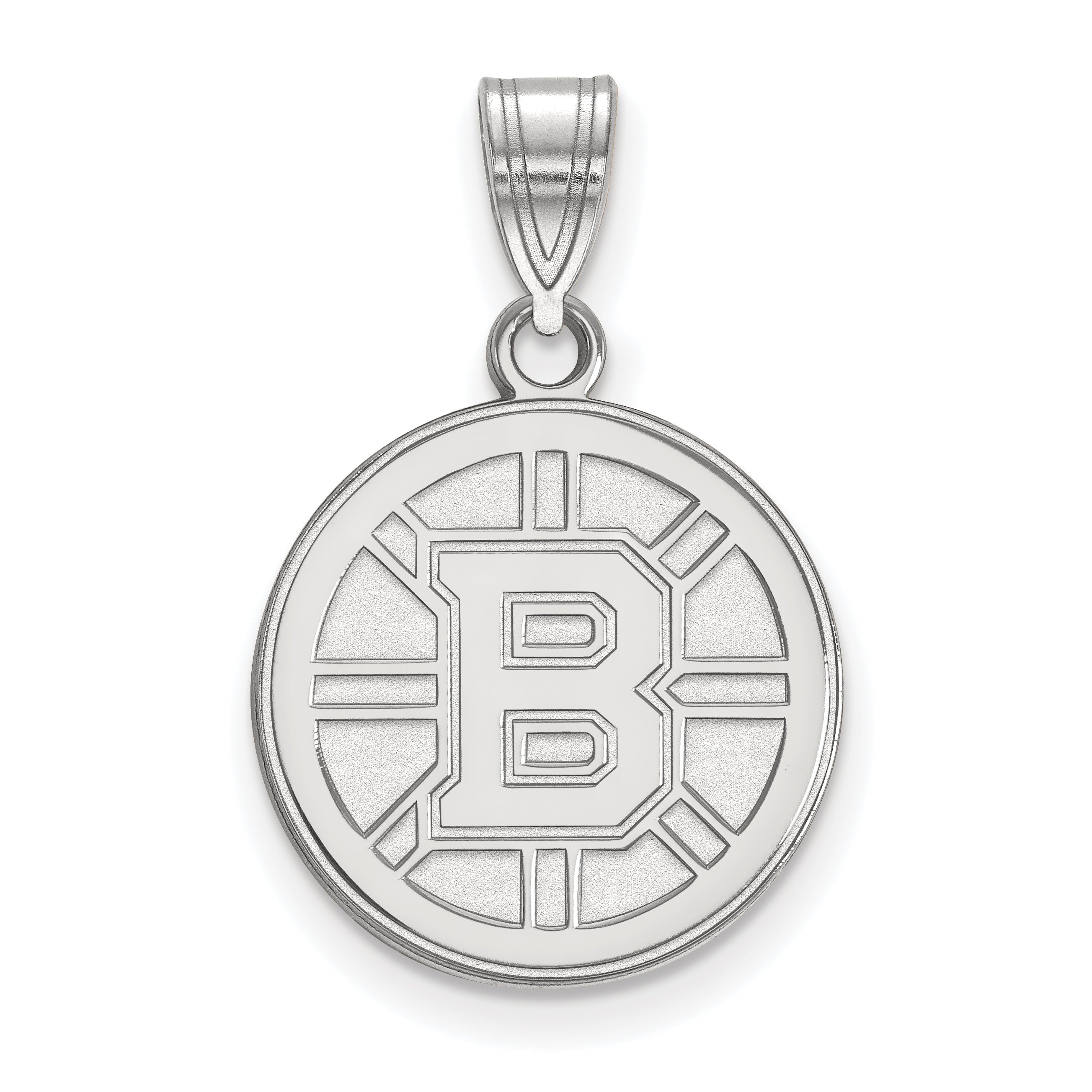 10K White Gold Nhl Logoart Boston Bruins Medium Pendant
