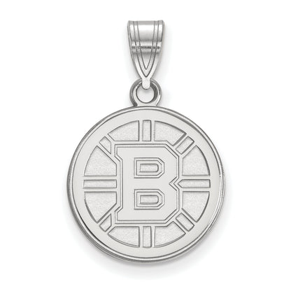 10K White Gold Nhl Logoart Boston Bruins Medium Pendant
