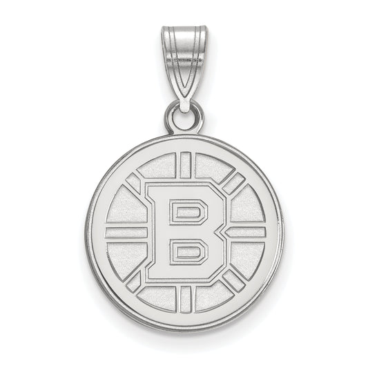 10K White Gold Nhl Logoart Boston Bruins Medium Pendant