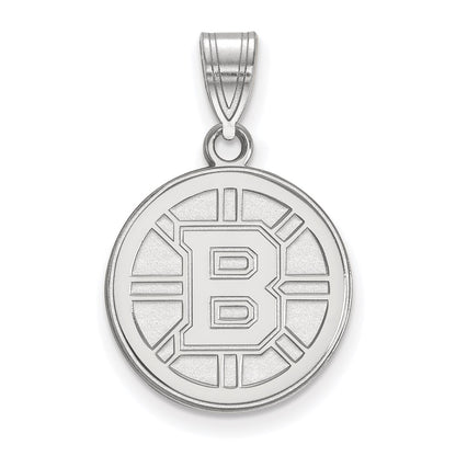 Sterling Silver Rhodium Plated Nhl Logoart Boston Bruins Medium Pendant