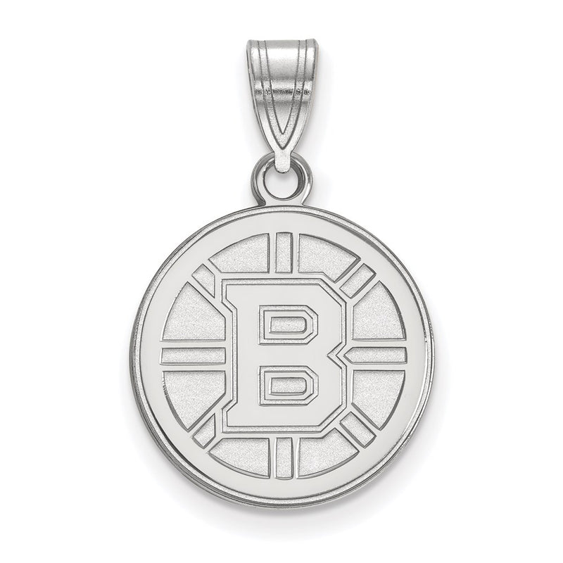Sterling Silver Rhodium Plated Nhl Logoart Boston Bruins Medium Pendant