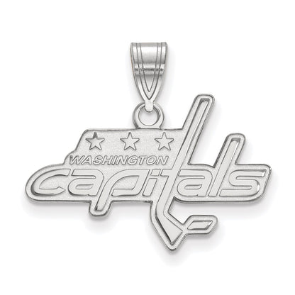 Sterling Silver Rhodium Plated Nhl Logoart Washington Capitals Medium Pendant
