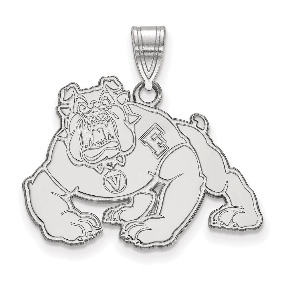 14K White Gold Logoart California State University Fresno Bulldog Large Pendant