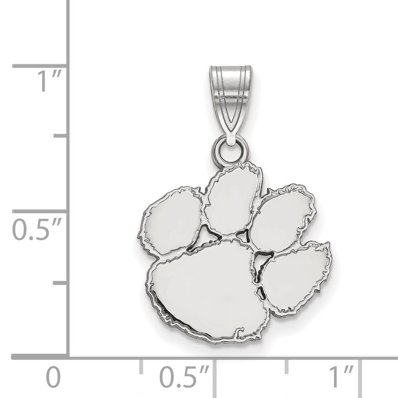 10K White Gold Logoart Clemson University Tiger Paw Medium Pendant