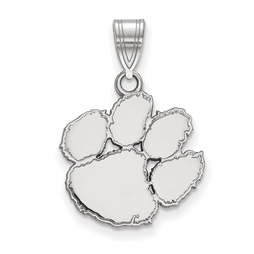 10K White Gold Logoart Clemson University Tiger Paw Medium Pendant