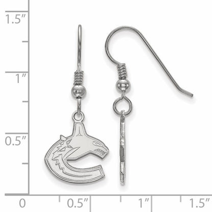 Sterling Silver Rhodium Plated Nhl Logoart Vancouver Canucks Small Dangle Earrings