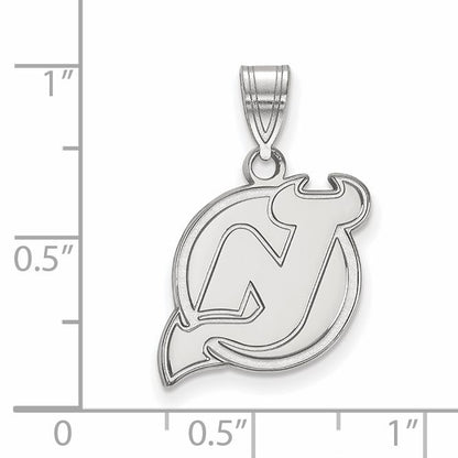 10K White Gold Nhl Logoart New Jersey Devils Medium Pendant