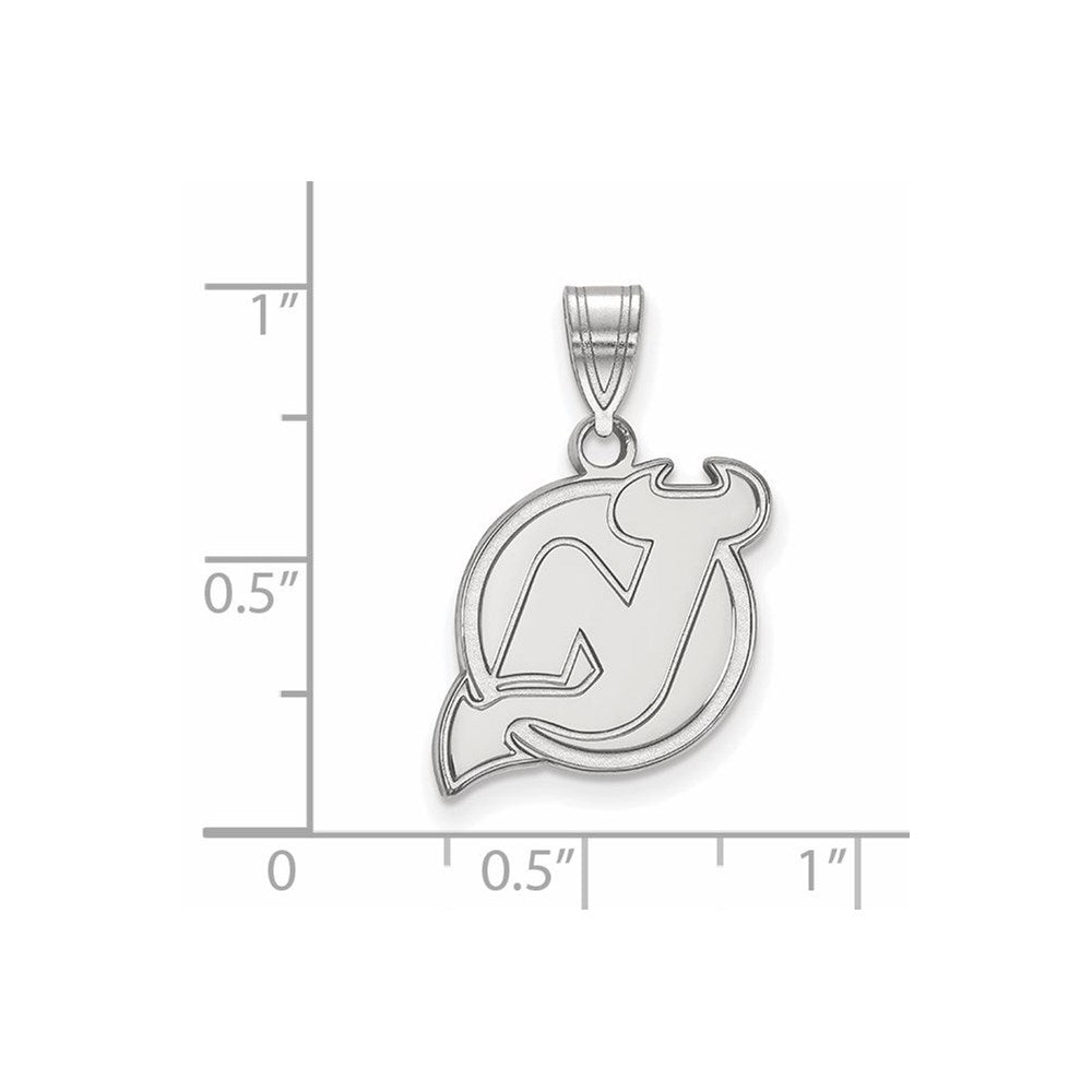 10K White Gold Nhl Logoart New Jersey Devils Medium Pendant