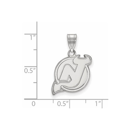 10K White Gold Nhl Logoart New Jersey Devils Medium Pendant