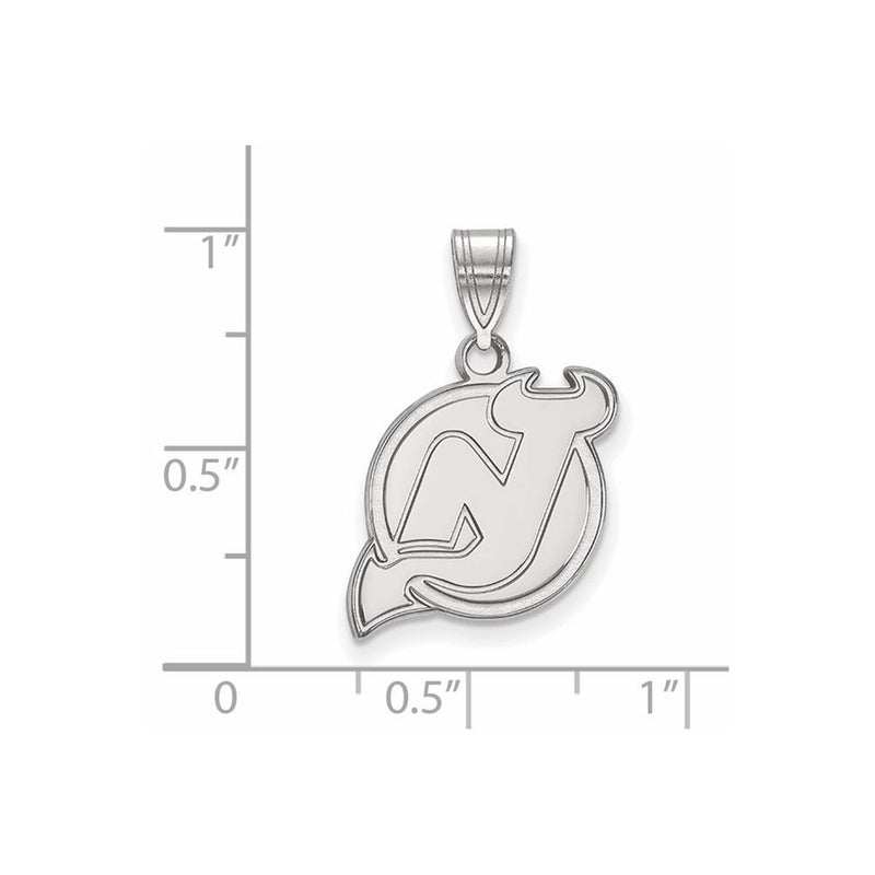 14K White Gold Nhl Logoart New Jersey Devils Medium Pendant