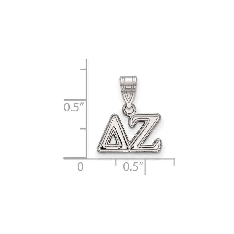 Sterling Silver Rhodium Plated Logoart Delta Zeta Sorority Greek Letters Medium Pendant