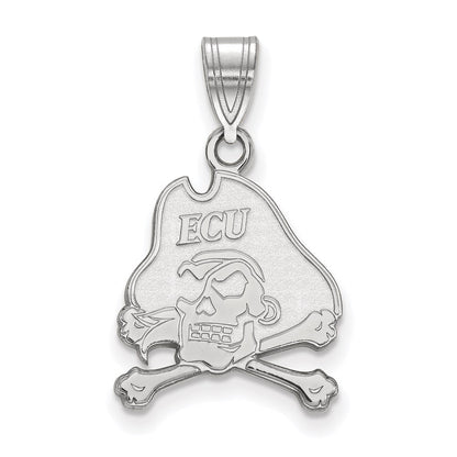 10K White Gold Logoart East Carolina University Pirate Medium Pendant