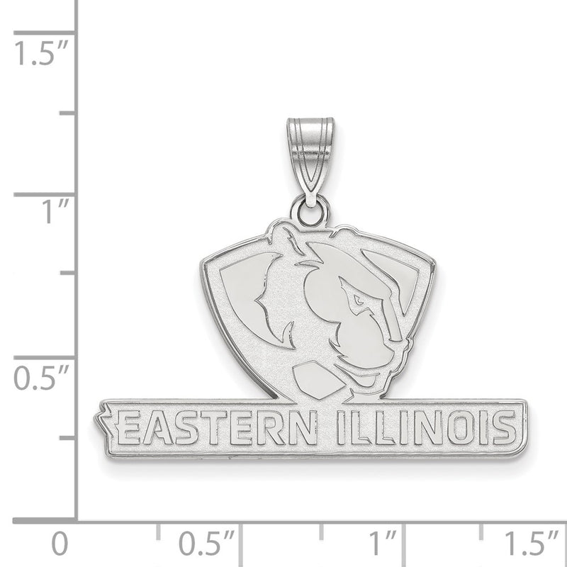 Sterling Silver Rhodium Plated Logoart Eastern Illinois University Large Pendant