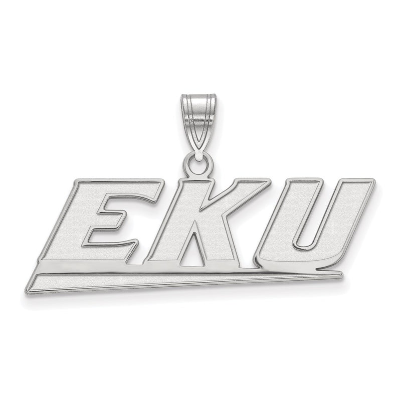 Sterling Silver Rhodium Plated Logoart Eastern Kentucky University E K U Medium Pendant